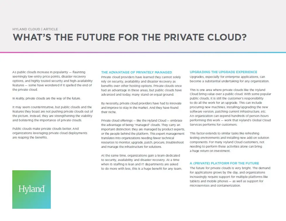 Private Cloud, Public Cloud, Hyland, Kyocera, Software, Document Management, CopyLady