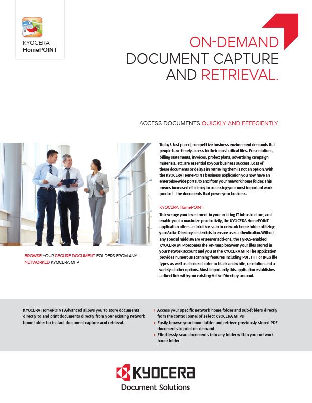 Kyocera Software Capture And Distribution Homepoint Advanced Data Sheet Thumb, CopyLady, Kyocera, KIP, Xerox, VOIP, Southwest, Florida, Fort Myers, Collier, Lee