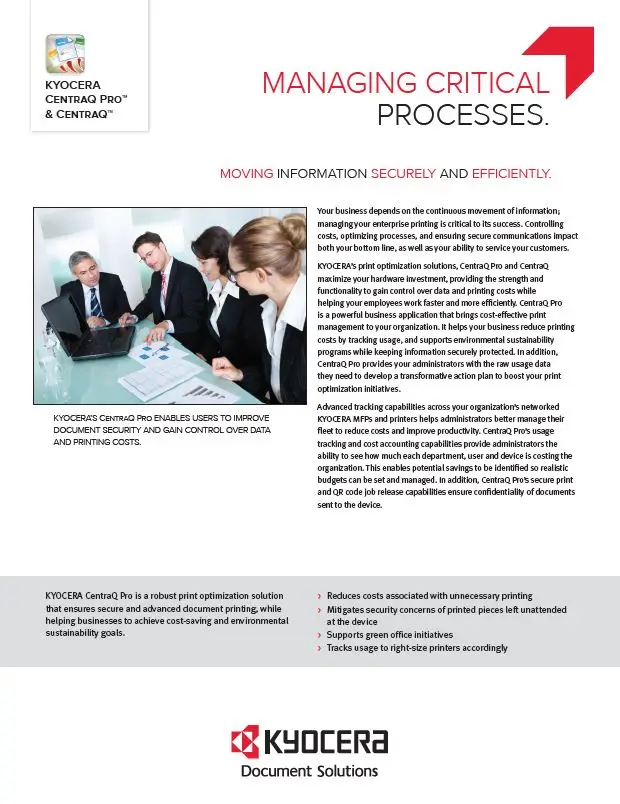 Kyocera, Software, Cost Control, Security Centraq Pro, CopyLady