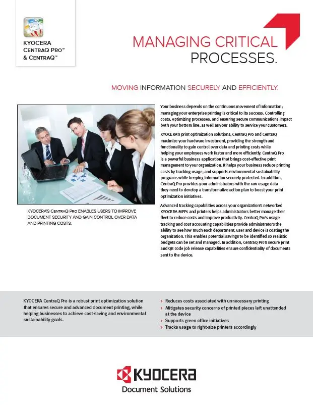 Kyocera, Software, Cost Control, Security, Centraq, CopyLady