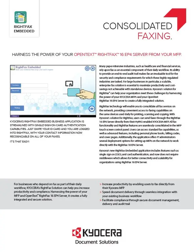 Kyocera, Software, Document Management Kyocera, Rightfax Embedded, CopyLady
