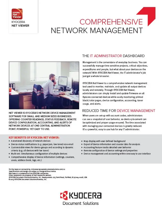 Kyocera, Software, Network, Device Management, Kyocera Net Viewer, CopyLady